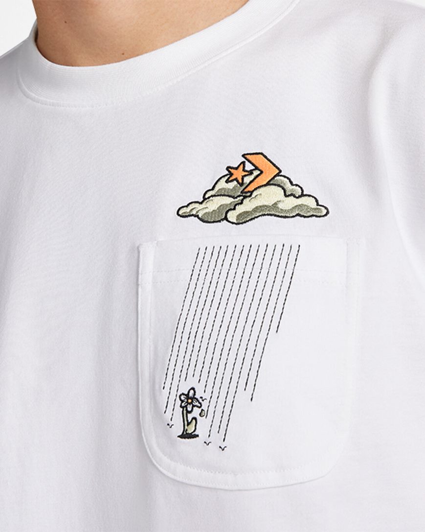 Pánské T-Shirts Converse Cloud Pocket Grafická Bílé | CZ ZCVB61